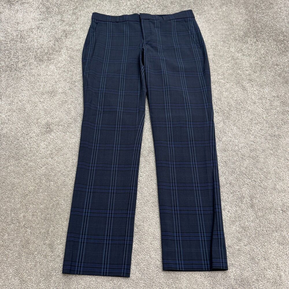 Banana Republic Ryan Fit Plaid Italian Wool Blend Dress Pants Womens 2S Blue